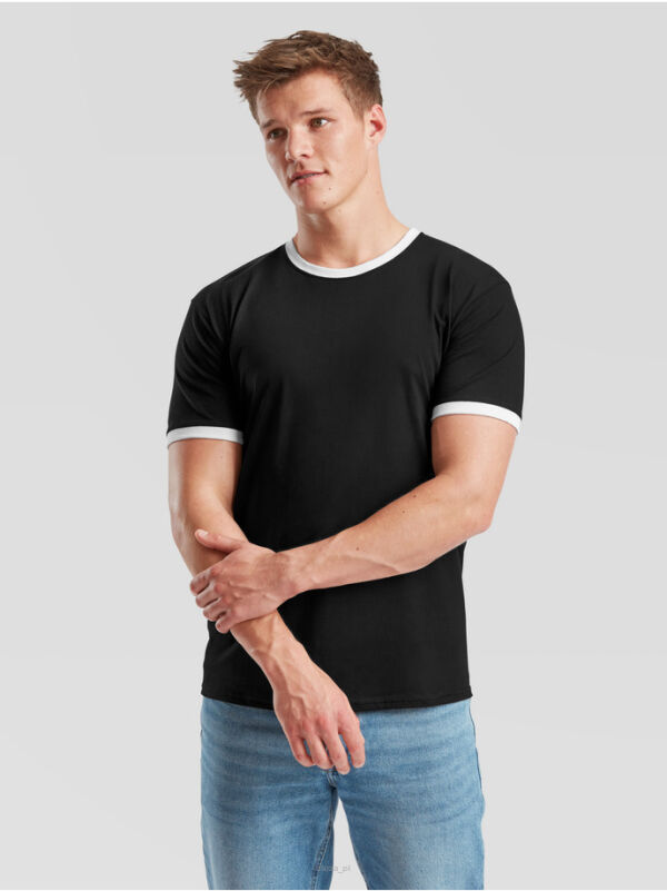 T-shirt RINGER kolor czarny / biały FRUIT of the LOOM