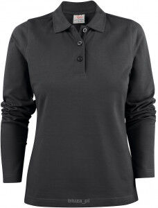Damska Koszulka polo z długim rękawem czarna Printer - 2