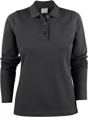 Damska Koszulka polo z długim rękawem czarna Printer