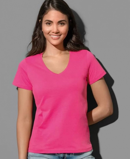 Damski T-shirt V-neck kolor różowy STEDMAN